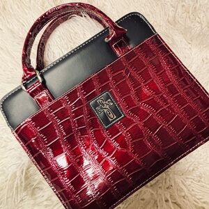 Elegant Shiny Crick inspired Burgundy/Black Bible Holder or Purse